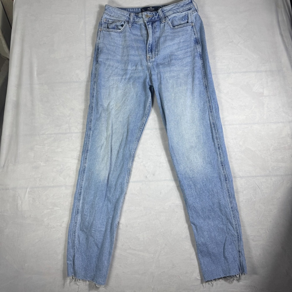 Vintage Hollister Womens Mom Jeans Blue Stretch Denim Raw Hem Ultra High-Rise 7L